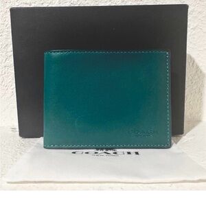 Coach Men’s Slim Billfold Wallet | Shadow Blue | Genuine Sport Calf Leather